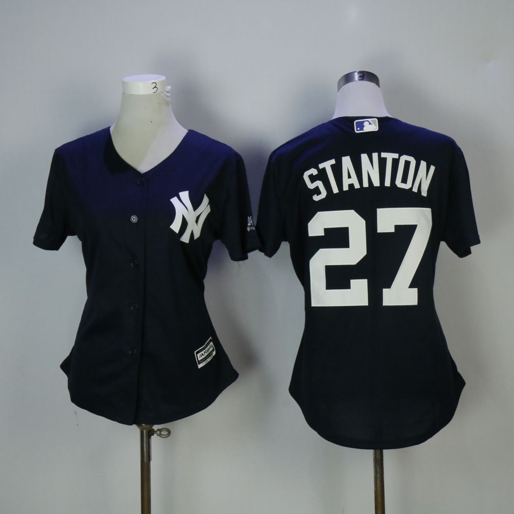 Women New York Yankees 27 Stanton Blue MLB Jerseys